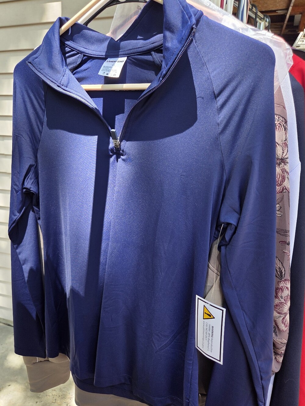 Lands' End Women's Navy Long Sleeve Quarter-Zip Top